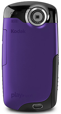 Kodak Playsport HD videokamera i lila bakifrån