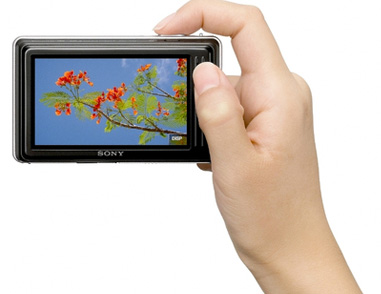 Sony Cyber-shot DSC-H55 i svart bakifrån